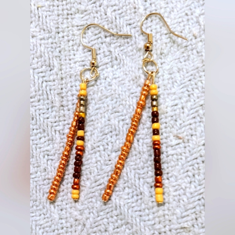 Handmade beaded earrings copper beads